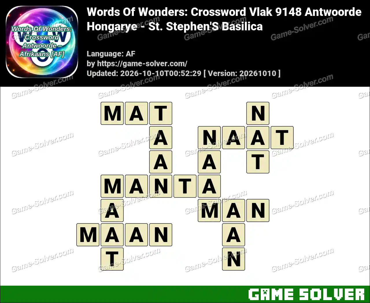 Words Of Wonders: Crossword Vlak 9148 Antwoorde – Hongarye – St. Stephen’S Basilica